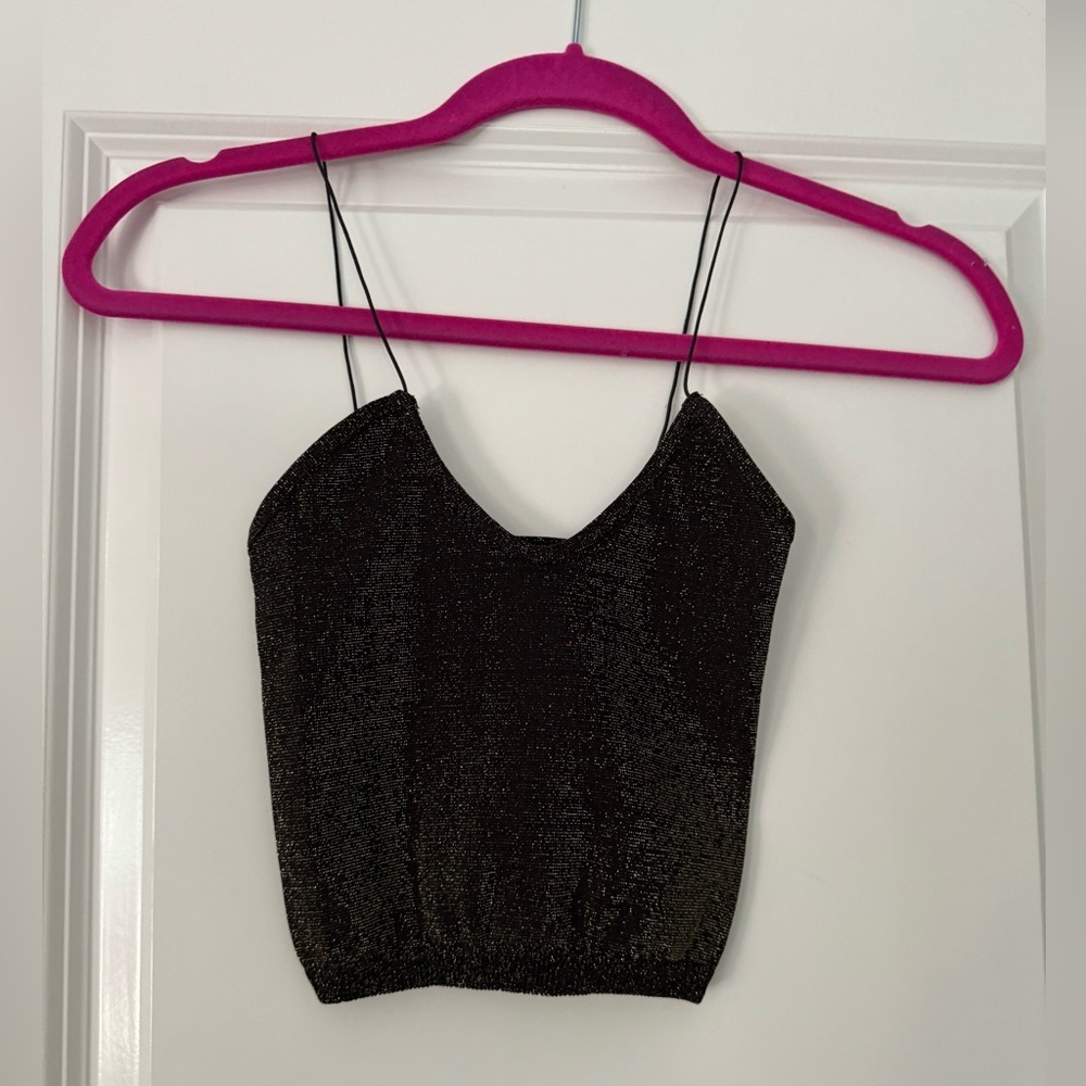 NWOT Free People Intimately Black & Gold Strappy Crop Top in XS/S - Picture 5 of 7